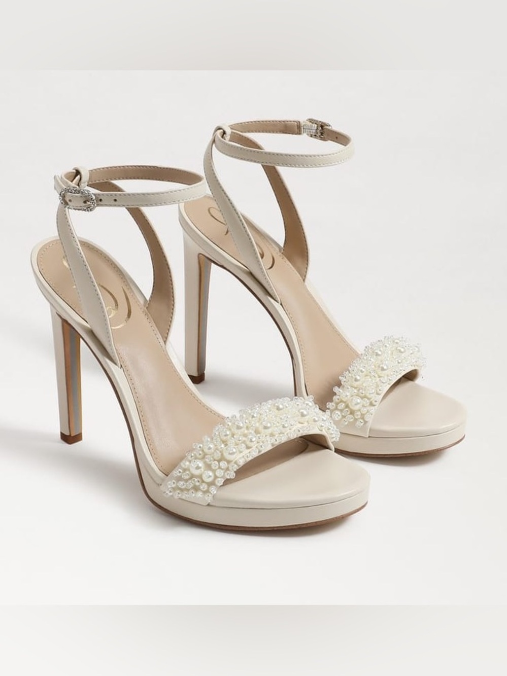 New Sam Edelman Jade Perla Heel Ivory Size 8